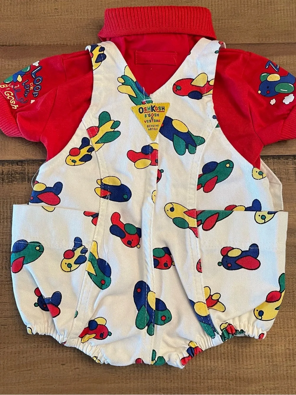 OshKosh B'gosh Red and White Airplane Print One-Piece